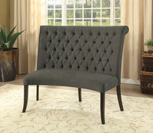 Load image into Gallery viewer, Nerissa Gray/Antique Black Round Love Seat Bench, Gray Fabric
