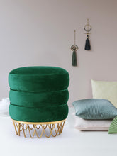 Load image into Gallery viewer, Revolve Green Velvet Ottoman/Stool
