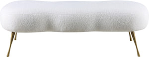 Nube White Faux Sheepskin Fur Bench