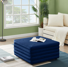 Load image into Gallery viewer, Lorenzo Navy Velvet Ottoman
