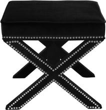 Load image into Gallery viewer, Nixon Black Velvet Ottoman/Bench
