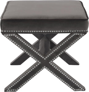 Nixon Grey Velvet Ottoman/Bench