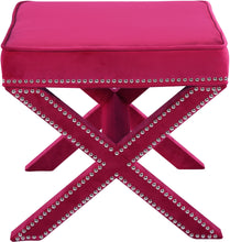 Load image into Gallery viewer, Nixon Pink Velvet Ottoman/Bench
