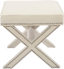 Load image into Gallery viewer, Nixon Cream Velvet Ottoman/Bench
