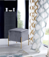 Load image into Gallery viewer, Isla Grey Velvet Ottoman/Stool
