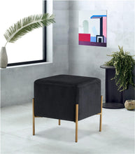 Load image into Gallery viewer, Isla Black Velvet Ottoman/Stool
