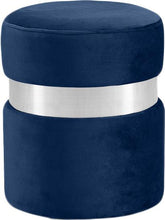 Load image into Gallery viewer, Hailey Navy Velvet Ottoman/Stool
