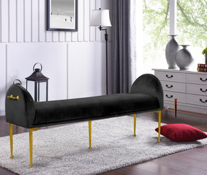 Owen Black Velvet Bench