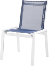 Load image into Gallery viewer, Nizuc Navy Mesh Waterproof Fabric Outdoor Patio Aluminum Mesh Dining Chair
