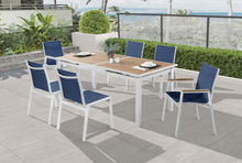 Load image into Gallery viewer, Nizuc Navy Mesh Waterproof Fabric Outdoor Patio Aluminum Mesh Dining Arm Chair
