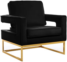 Load image into Gallery viewer, Noah Black Velvet Accent Chair
