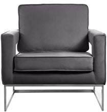 Load image into Gallery viewer, Noah Grey Velvet Accent Chair
