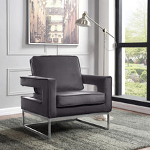 Load image into Gallery viewer, Noah Grey Velvet Accent Chair
