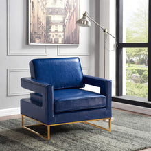 Load image into Gallery viewer, Amelia Navy Faux Leather Accent Chair
