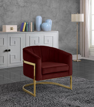 Load image into Gallery viewer, Carter Burgundy Velvet Accent Chair
