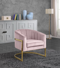 Load image into Gallery viewer, Carter Pink Velvet Accent Chair
