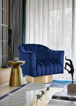 Load image into Gallery viewer, Farrah Navy Velvet Accent Chair
