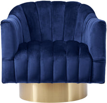 Load image into Gallery viewer, Farrah Navy Velvet Accent Chair
