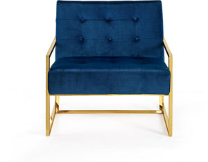 Pierre Navy Velvet Accent Chair