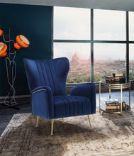 Load image into Gallery viewer, Opera Navy Velvet Accent Chair
