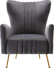 Load image into Gallery viewer, Opera Grey Velvet Accent Chair

