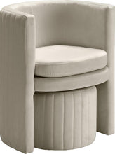 Load image into Gallery viewer, Selena Cream Velvet Accent Chair and Ottoman Set
