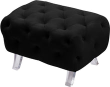 Load image into Gallery viewer, Crescent Black Velvet Ottoman
