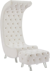 Crescent Cream Velvet Accent Chair