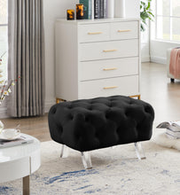 Load image into Gallery viewer, Crescent Black Velvet Ottoman
