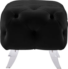 Load image into Gallery viewer, Crescent Black Velvet Ottoman
