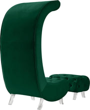 Load image into Gallery viewer, Crescent Green Velvet Accent Chair
