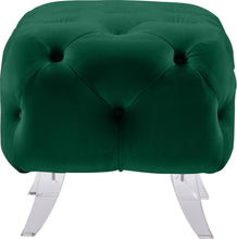 Load image into Gallery viewer, Crescent Green Velvet Ottoman
