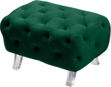 Load image into Gallery viewer, Crescent Green Velvet Ottoman
