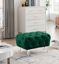 Load image into Gallery viewer, Crescent Green Velvet Ottoman
