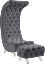 Load image into Gallery viewer, Crescent Grey Velvet Accent Chair
