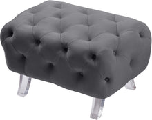 Load image into Gallery viewer, Crescent Grey Velvet Ottoman
