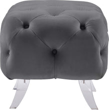 Load image into Gallery viewer, Crescent Grey Velvet Ottoman
