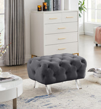 Load image into Gallery viewer, Crescent Grey Velvet Ottoman
