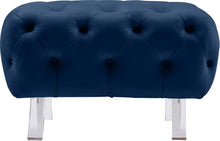 Load image into Gallery viewer, Crescent Navy Velvet Ottoman
