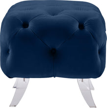 Load image into Gallery viewer, Crescent Navy Velvet Ottoman
