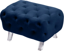 Load image into Gallery viewer, Crescent Navy Velvet Ottoman

