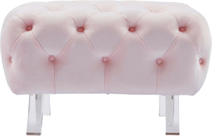 Crescent Pink Velvet Ottoman