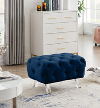 Load image into Gallery viewer, Crescent Navy Velvet Ottoman
