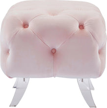 Load image into Gallery viewer, Crescent Pink Velvet Ottoman
