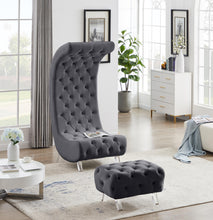 Load image into Gallery viewer, Crescent Grey Velvet Accent Chair
