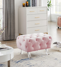 Load image into Gallery viewer, Crescent Pink Velvet Ottoman
