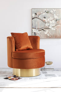 Kendra Cognac Velvet Accent Chair