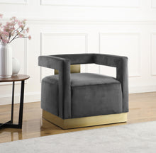 Load image into Gallery viewer, Armani Grey Velvet Accent Chair
