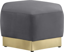 Load image into Gallery viewer, Marquis Grey Velvet Ottoman

