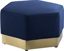 Load image into Gallery viewer, Marquis Navy Velvet Ottoman
